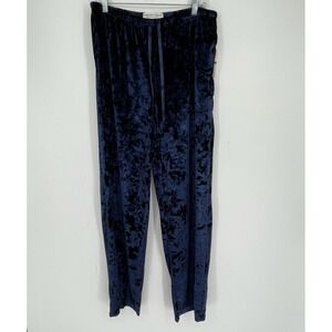 Live Love Lounge NWT Women's Navy Crushed Velvet Drawstring Pajama Pants Size XL